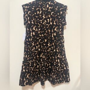 Time and Tru Black and Brown Animal Print Top
